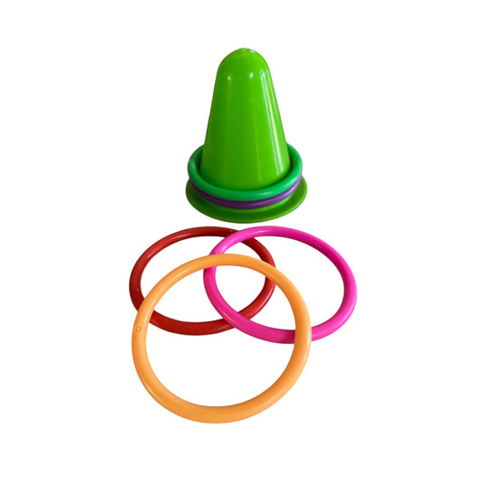 Rainbow Ring Toss Bunny Game - Colorful Plastic Stacking Toy