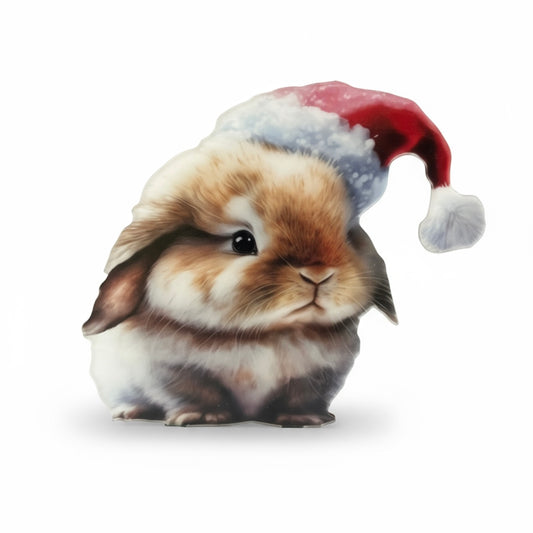 Christmas Mini Lop Bunny Garden Ornament 3D - Festive Rabbit Decoration