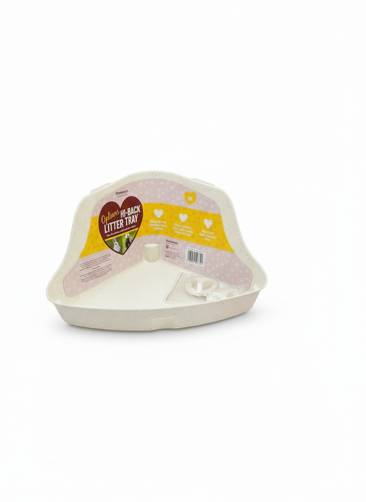 Hi-Back Litter Tray - Corner Design (31cm x 22cm x 15cm)