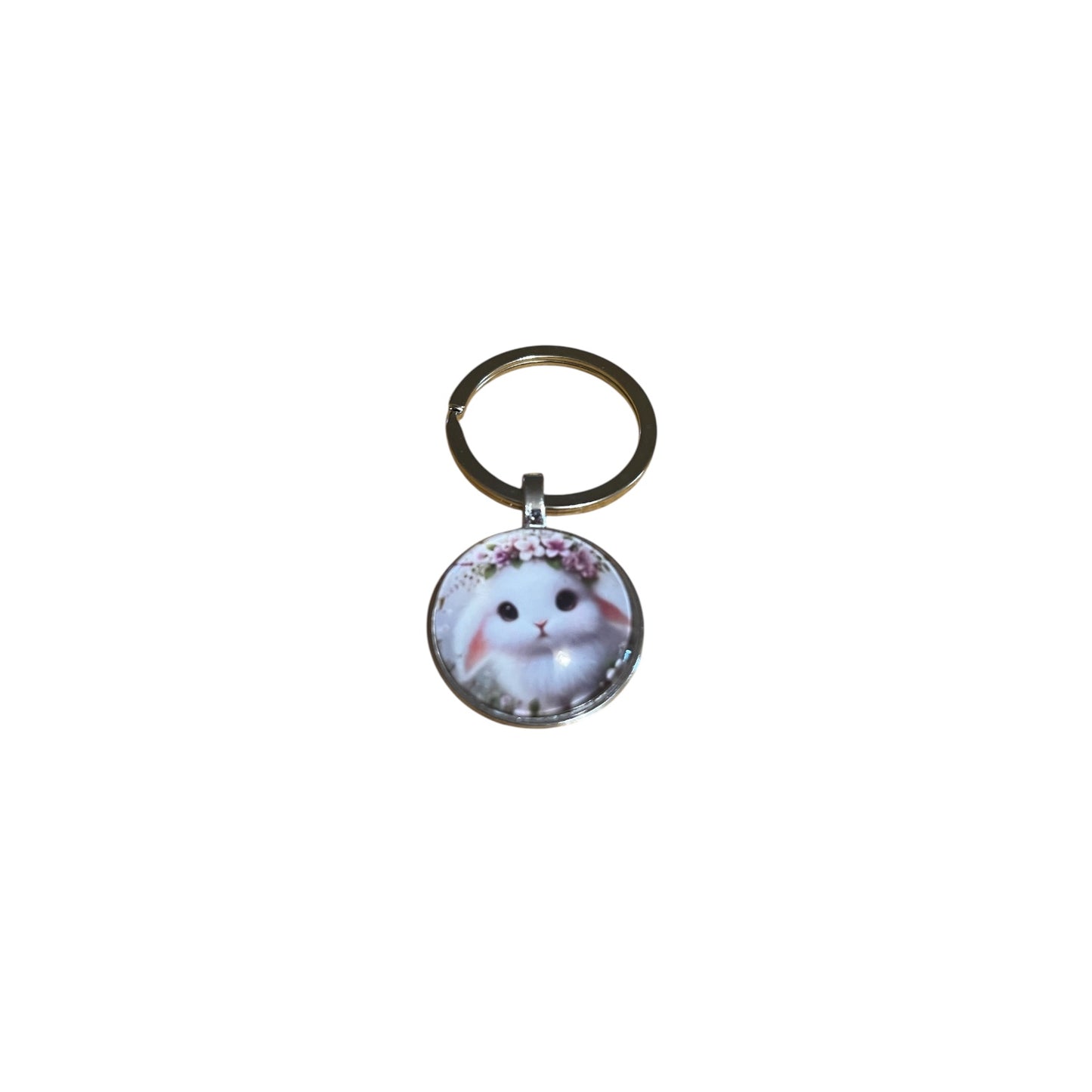 Adorable Bunny Keyring - Floral Crown Design