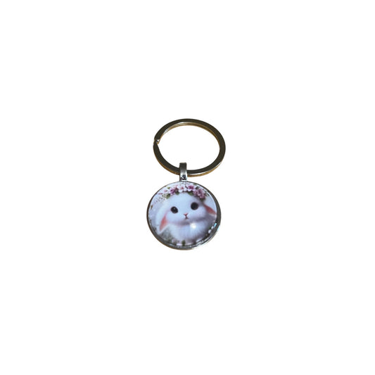 Adorable Bunny Keyring - Floral Crown Design