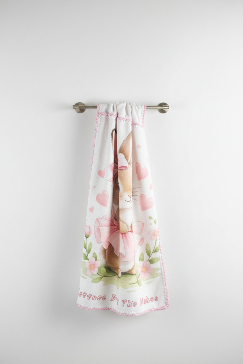 Lettuce Dry The Dishes Tea Towel - Hand Crochet Border | Bunny Design
