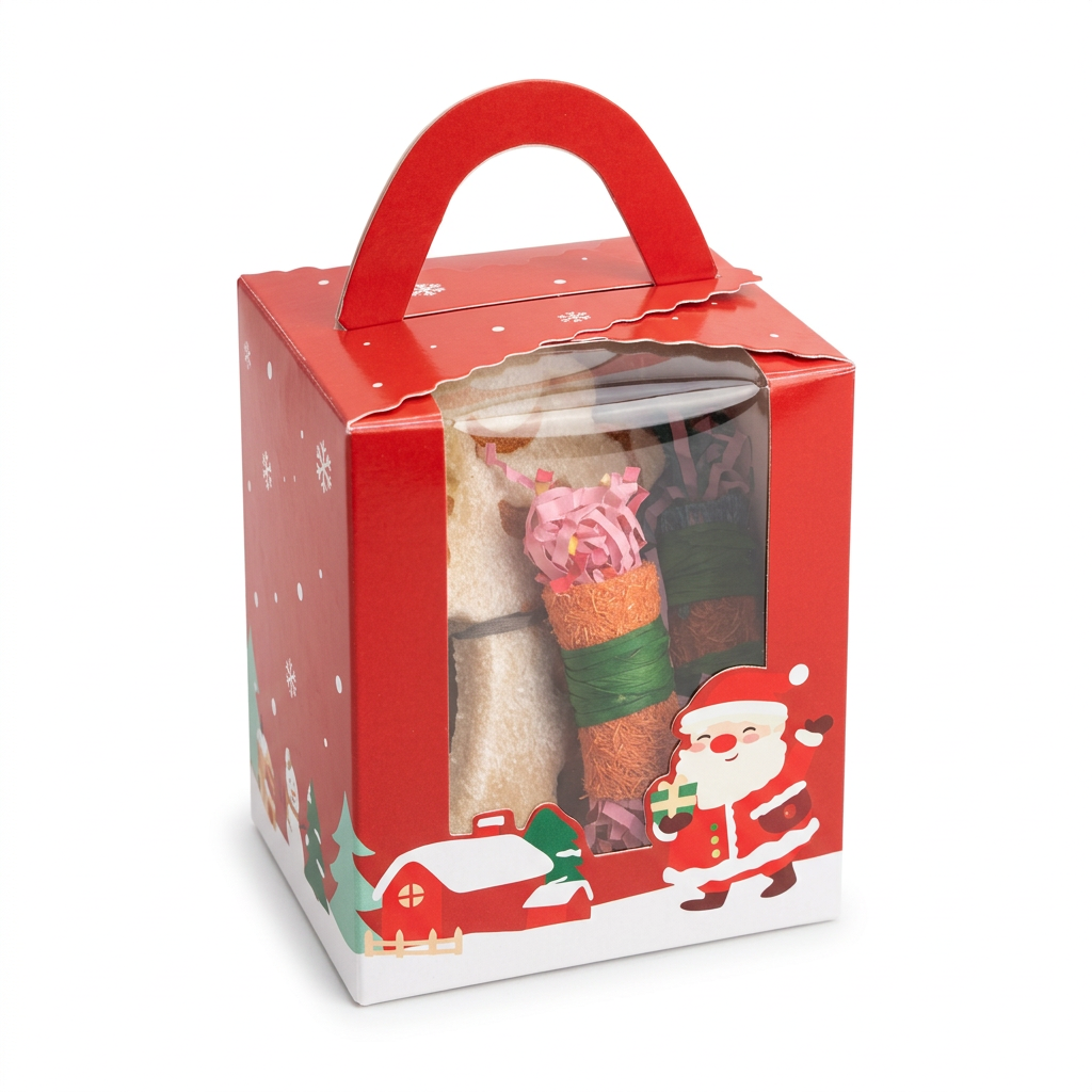 Christmas gift carton cleaned up on a white background