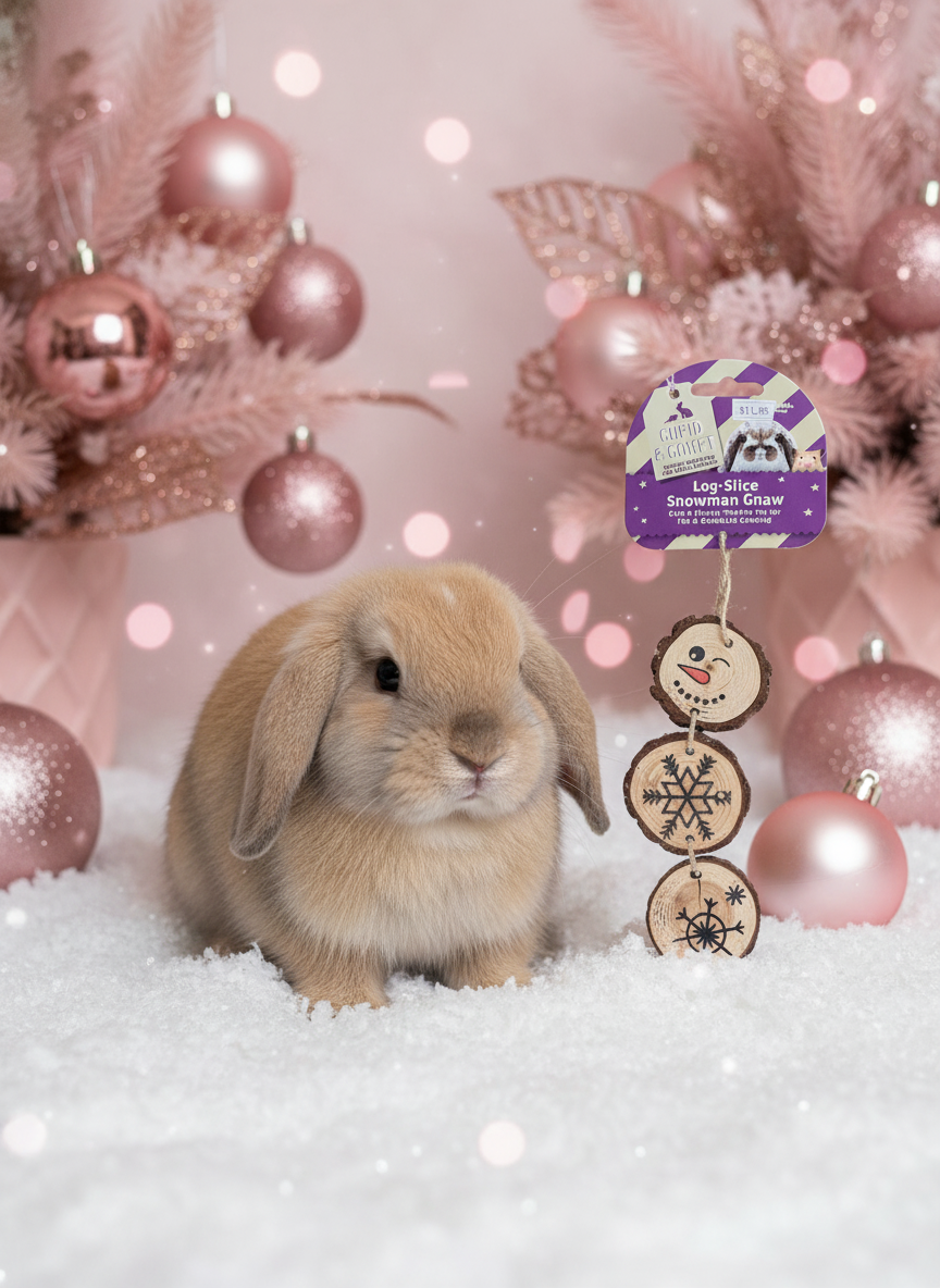 Pink Christmas Bunny and Snowman Toy