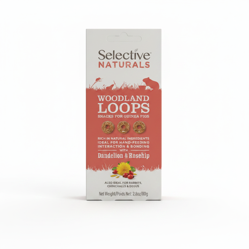 Selective Naturals Woodland Loops – Dandelion & Rosehip Snacks for Rabbits & Small Animals (80g)